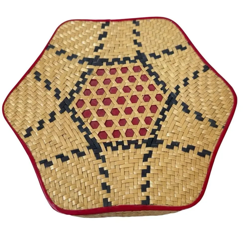 3 Piece Vintage Nesting Baskets With Lids Woven Sewing Storage Sweetgrass